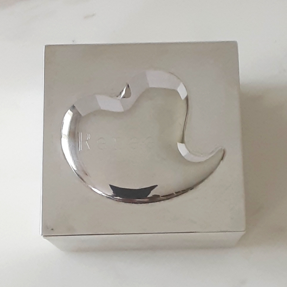Silver Plated Square Monogram "Renee" Trinket Box Embossed Heart -Vtg